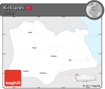 Silver Style Simple Map of Kirklareli, single color outside