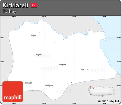 Silver Style Simple Map of Kirklareli, single color outside