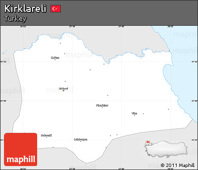 Silver Style Simple Map of Kirklareli, single color outside