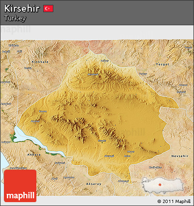 Physical 3D Map of Kirsehir, satellite outside