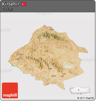 Satellite 3D Map of Kirsehir, cropped outside