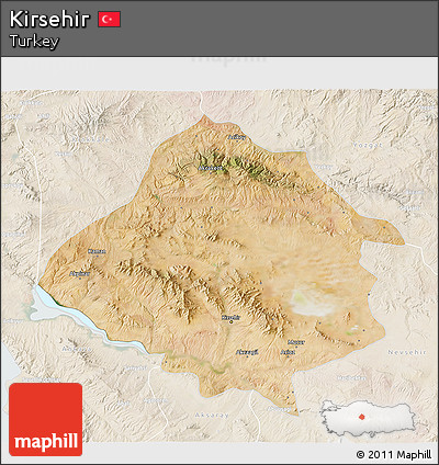 Satellite 3D Map of Kirsehir, lighten
