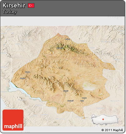 Satellite 3D Map of Kirsehir, lighten