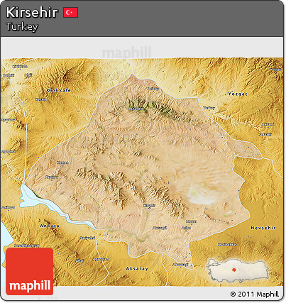 Satellite 3D Map of Kirsehir, physical outside