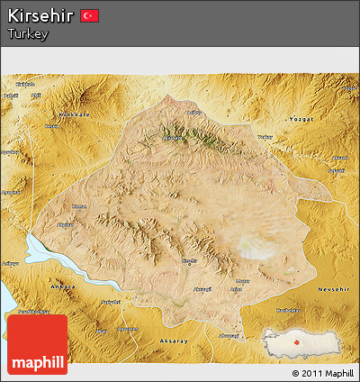 Satellite 3D Map of Kirsehir, physical outside