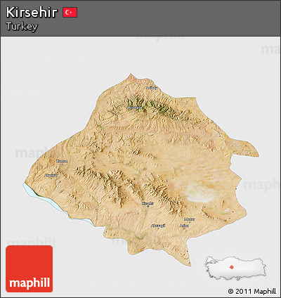 Satellite 3D Map of Kirsehir, single color outside