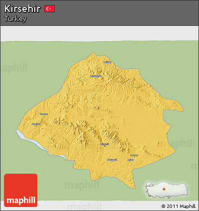Savanna Style 3D Map of Kirsehir, single color outside