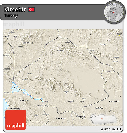 Shaded Relief 3D Map of Kirsehir
