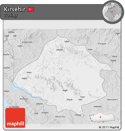 Silver Style 3D Map of Kirsehir