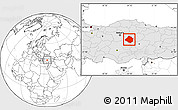 Blank Location Map of Kirsehir, highlighted country