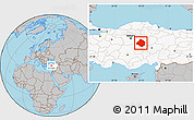 Gray Location Map of Kirsehir, highlighted country