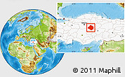 Physical Location Map of Kirsehir, highlighted country