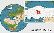 Satellite Location Map of Kirsehir, highlighted country