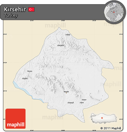 Classic Style Map of Kirsehir, single color outside