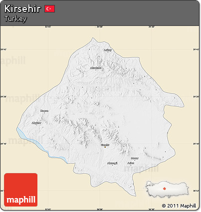 Classic Style Map of Kirsehir, single color outside