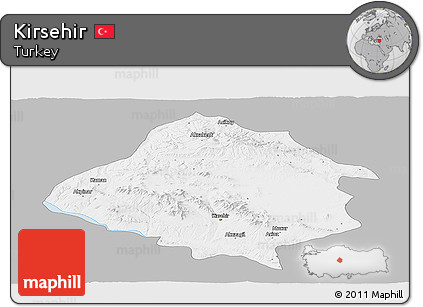 Gray Panoramic Map of Kirsehir, single color outside