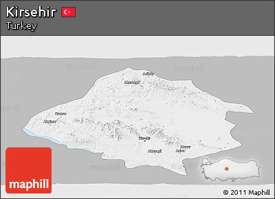 Gray Panoramic Map of Kirsehir, single color outside