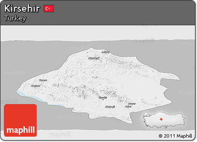 Gray Panoramic Map of Kirsehir, single color outside