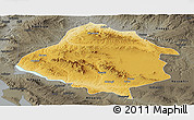 Physical Panoramic Map of Kirsehir, darken, semi-desaturated