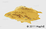 Physical Panoramic Map of Kirsehir, single color outside