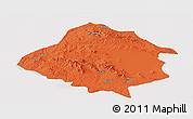 Political Panoramic Map of Kirsehir, single color outside