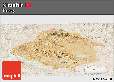 Satellite Panoramic Map of Kirsehir, lighten