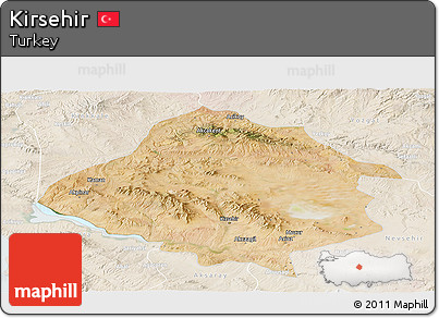 Satellite Panoramic Map of Kirsehir, lighten