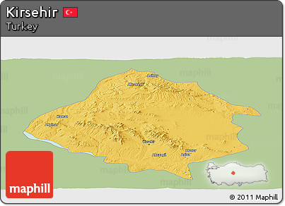 Savanna Style Panoramic Map of Kirsehir, single color outside