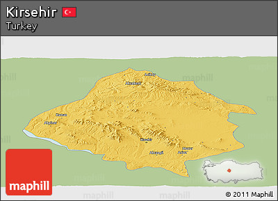 Savanna Style Panoramic Map of Kirsehir, single color outside