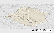 Shaded Relief Panoramic Map of Kirsehir, lighten, desaturated