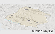 Shaded Relief Panoramic Map of Kirsehir, lighten, semi-desaturated