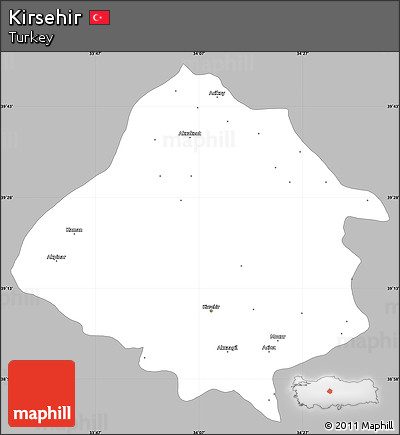 Gray Simple Map of Kirsehir, single color outside
