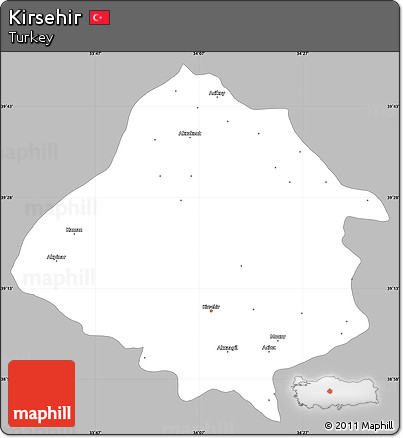 Gray Simple Map of Kirsehir, single color outside