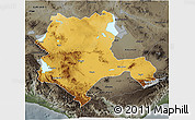 Physical 3D Map of Konya, darken, semi-desaturated