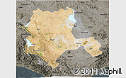 Satellite 3D Map of Konya, darken, semi-desaturated
