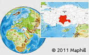 Physical Location Map of Konya, highlighted country