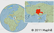 Savanna Style Location Map of Konya, hill shading