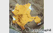 Physical Map of Konya, darken, semi-desaturated