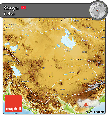 Physical Map of Konya