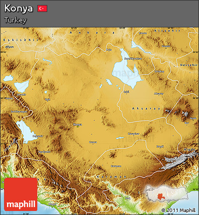 Physical Map of Konya