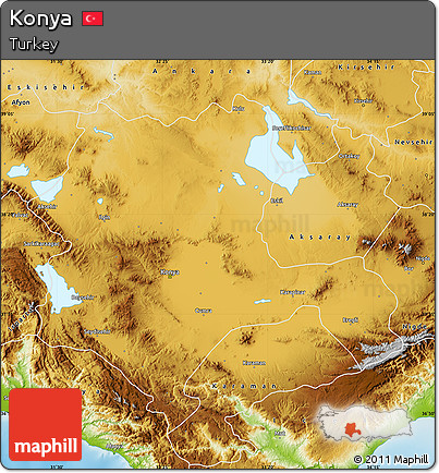 Physical Map of Konya