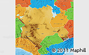 Physical Map of Konya, political outside