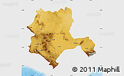 Physical Map of Konya, single color outside