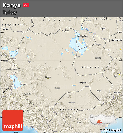 Shaded Relief Map of Konya