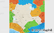 Shaded Relief Map of Konya, political outside