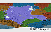 Political Panoramic Map of Konya, darken