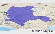 Political Panoramic Map of Konya, shaded relief outside