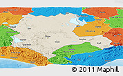 Shaded Relief Panoramic Map of Konya, political outside