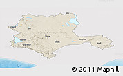 Shaded Relief Panoramic Map of Konya, single color outside