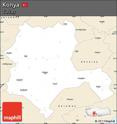 Classic Style Simple Map of Konya